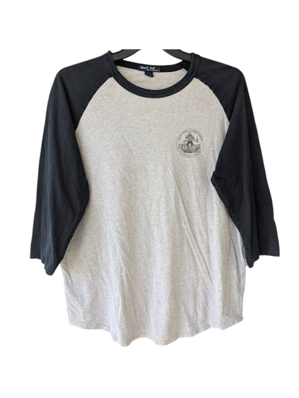 Sport-Tek New York Lumbermen Shirt Large L Raglan Baseball Tee Retro Graphic Top
